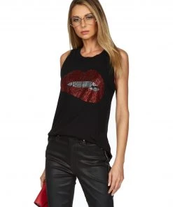 Lauren Moshi X Peyton Crystal Biting Lip Tops