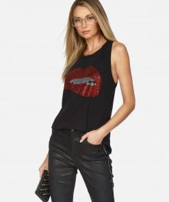 Lauren Moshi X Peyton Crystal Biting Lip Tops