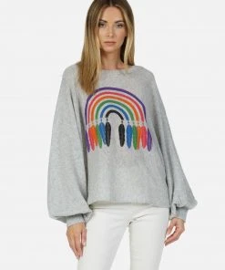 Lauren Moshi Long Sleeve Sash Feather Rainbow