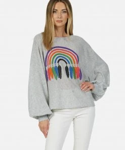 Lauren Moshi Long Sleeve Sash Feather Rainbow