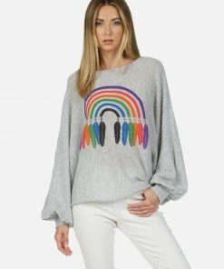 Lauren Moshi Long Sleeve Sash Feather Rainbow