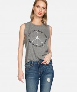 Lauren Moshi Tanks Kinzington Inner Peace Sign