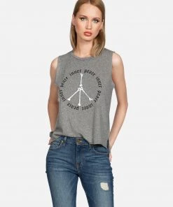 Lauren Moshi Tanks Kinzington Inner Peace Sign