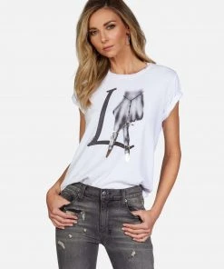 Lauren Moshi Short Sleeve Croft LA Peace Finger
