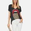 Lauren Moshi April Leopard Tongue Short Sleeve