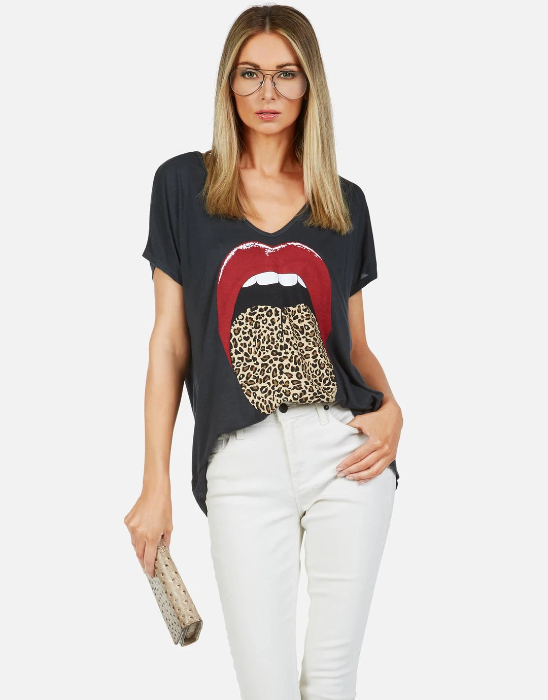 Lauren Moshi April Leopard Tongue Short Sleeve 1 Lauren Moshi April Leopard Tongue Short Sleeve