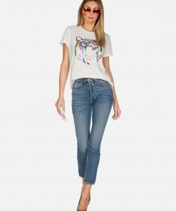 Lauren Moshi Edda Neon Tiger Face Short Sleeve