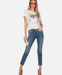 Lauren Moshi Edda Neon Tiger Face Short Sleeve
