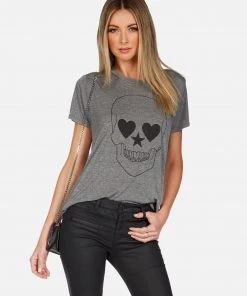 Lauren Moshi Short Sleeve Capri Peace Love Skull
