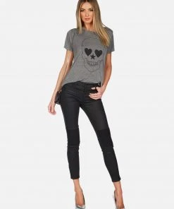 Lauren Moshi Short Sleeve Capri Peace Love Skull