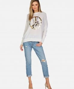 Lauren Moshi Ladona Peace Sign Hand Long Sleeve
