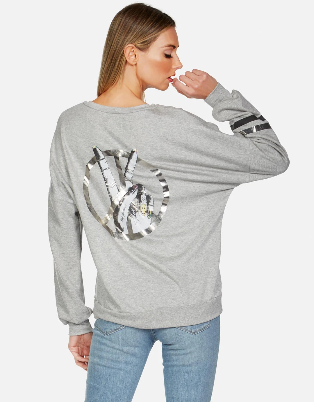 Lauren Moshi Long Sleeve Sierra Peace Sign Hand 1 Lauren Moshi Long Sleeve Sierra Peace Sign Hand