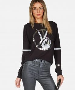 Lauren Moshi Chrissy Peace Sign Hand Long Sleeve