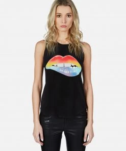 Lauren Moshi Peyton Rainbow Biting Lip Tanks