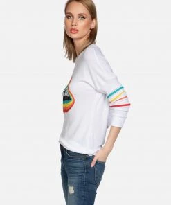 Lauren Moshi Long Sleeve Chrissy Rainbow Kiss Lip