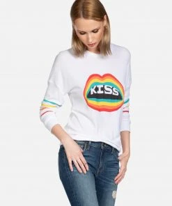 Lauren Moshi Long Sleeve Chrissy Rainbow Kiss Lip