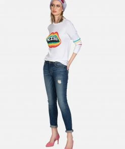Lauren Moshi Long Sleeve Chrissy Rainbow Kiss Lip