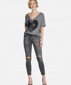 Lauren Moshi Brixton Safety Pin Heart Tops