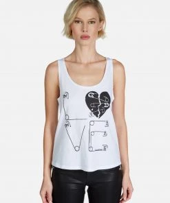 Lauren Moshi Tanks Magnolia Safety Pin Heart