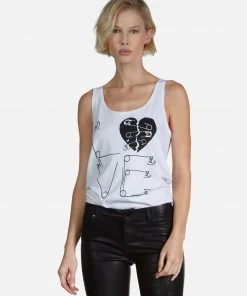 Lauren Moshi Tanks Magnolia Safety Pin Heart